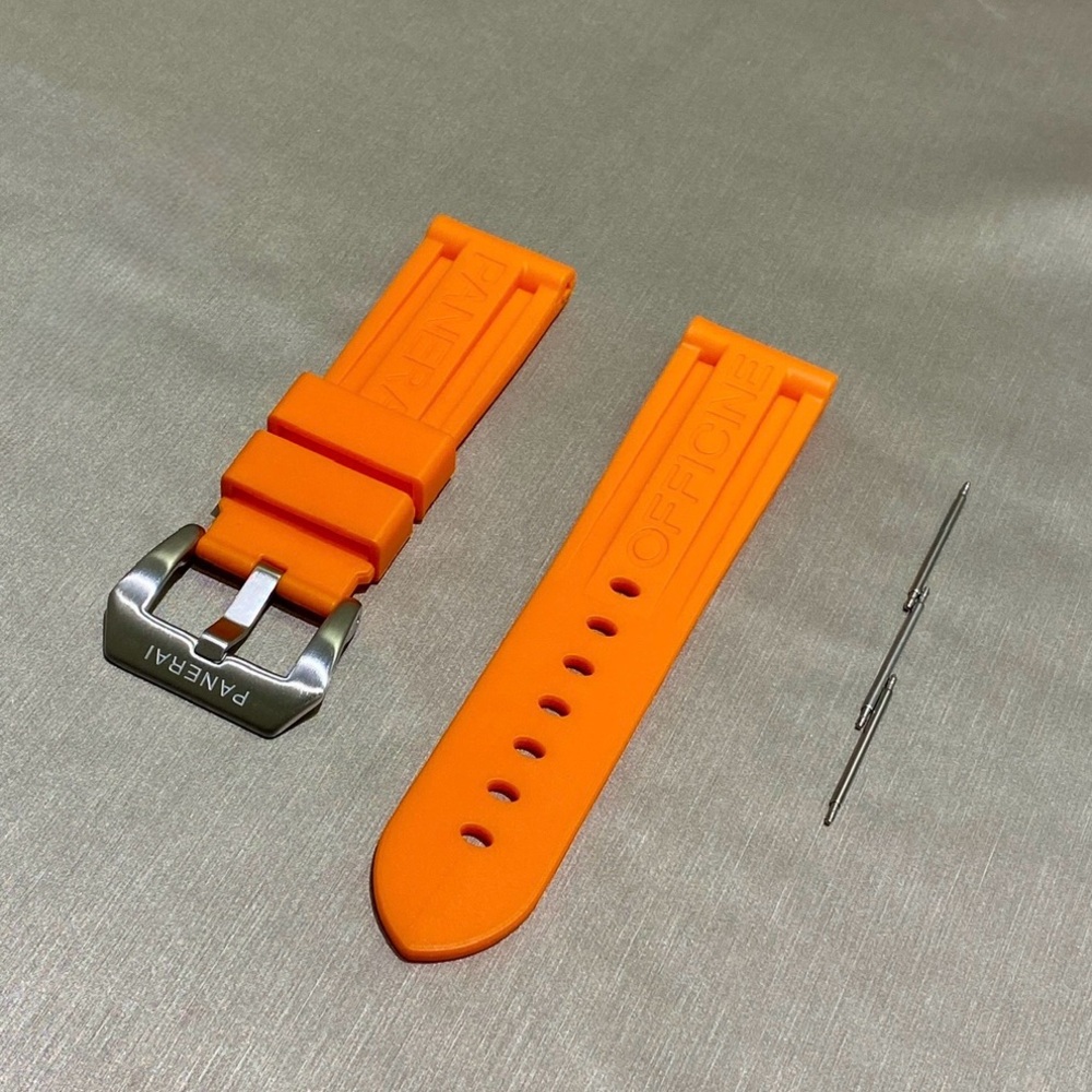 NEW Panerai Rubber Strap 24mm W/ Buckle in Orange